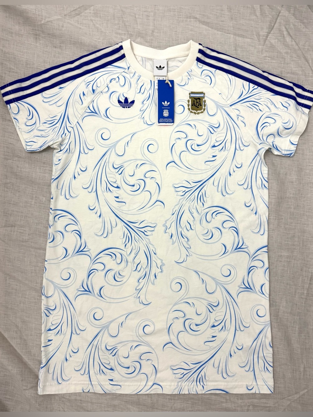 Adidas Argentina Originals AFA Dress Off White Blue JZ6309 Women’s Size M NWT